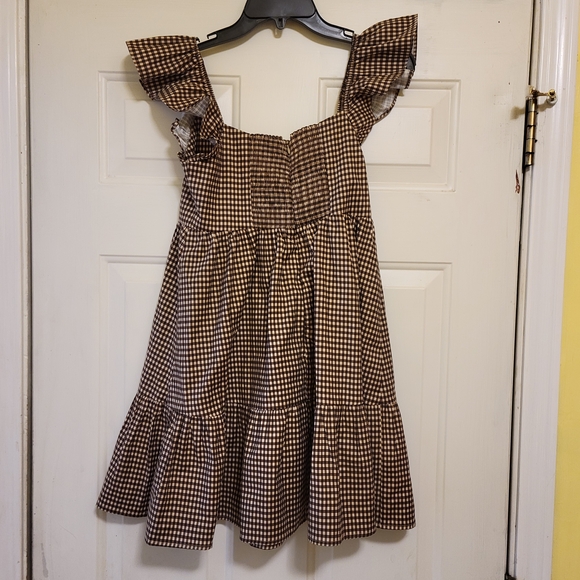 Reformation Jeune Checkered Ruffle Mini Dress size 6 - Picture 4 of 7